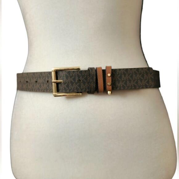 Michael kors brown leather logo belt main image 10